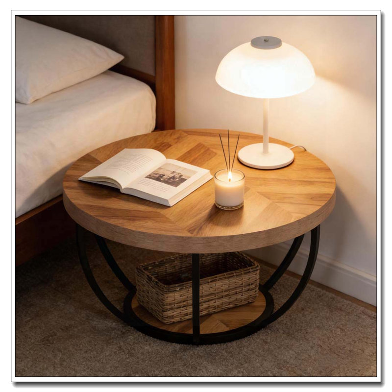 Table ronde à 2 niveaux, table de voeux en bois, table basse, Bois