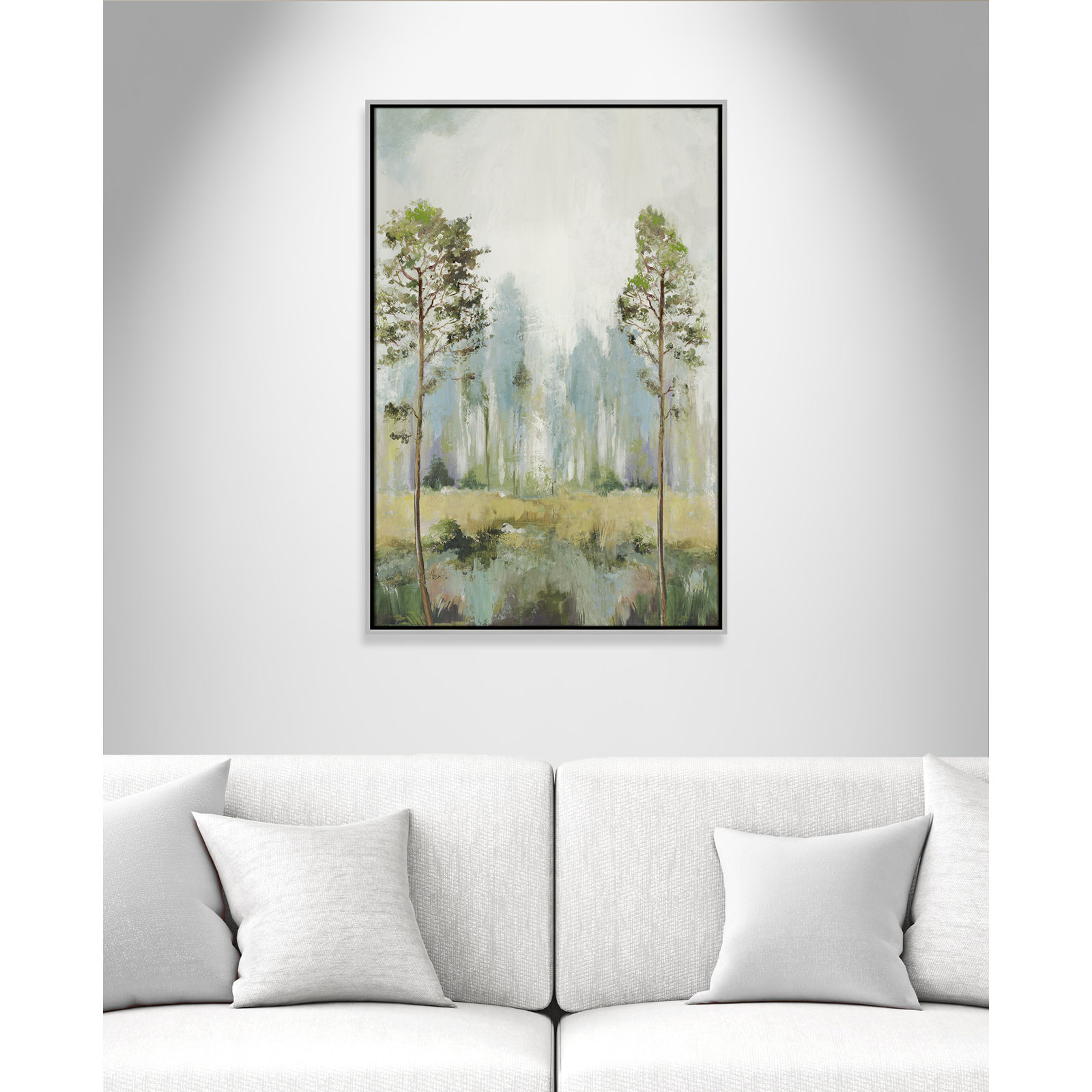 Teton "Tall Green Trees II" Print by Allison Pearce, 37.5" H x 25.5" W, Silver