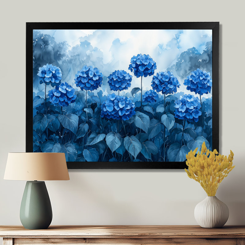 Jabel hortensias dans une tempête d'été - hydrangées, art mural, Reproduction encadrée d'une seule photo, H 34 po x l 44 po