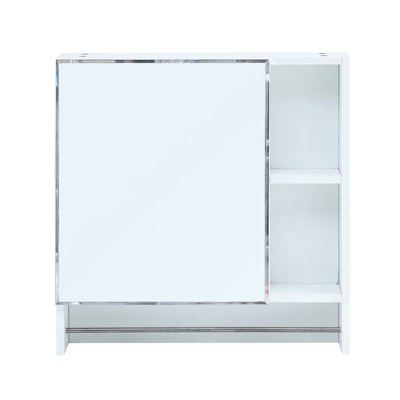 Armoire à miroir blanche pour salle de bain - Porte-serviettes mural avec charnières silencieuses