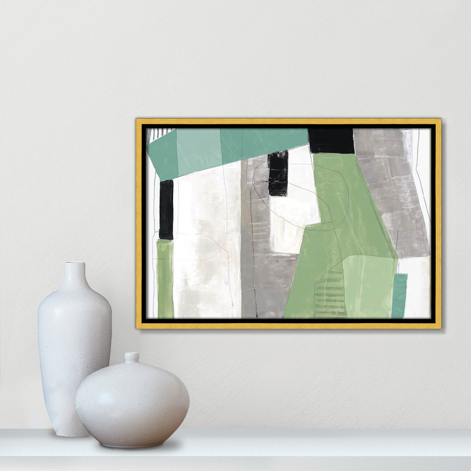 Evergreen Essence Print, 13.5" H x 19.5" W x 2" D, Gold Floater Frame - Fine Art Canvas Print, No Mat