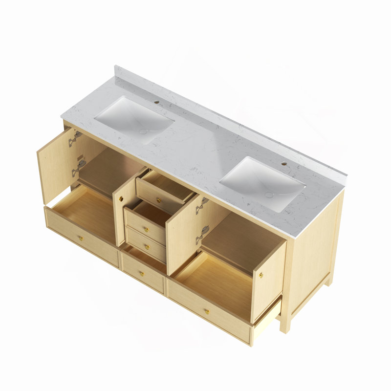 Armoire de meuble-lavabo double 72 po en chêne, Chêne, 72"