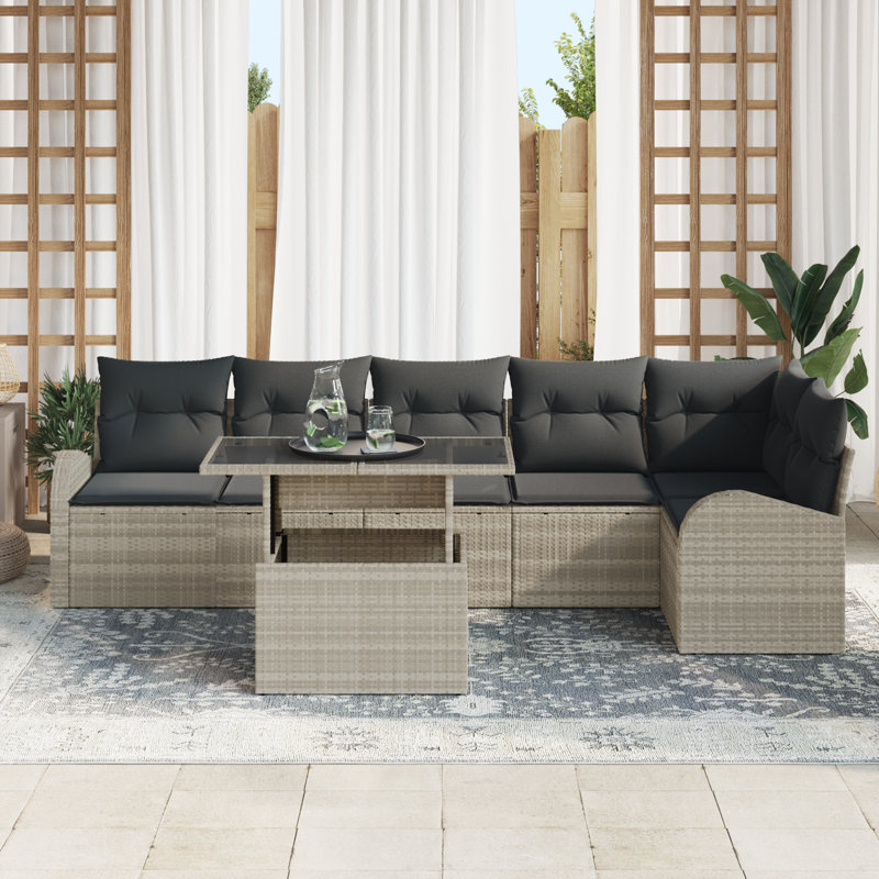 289cm Wide Patio Sofa with Cushions