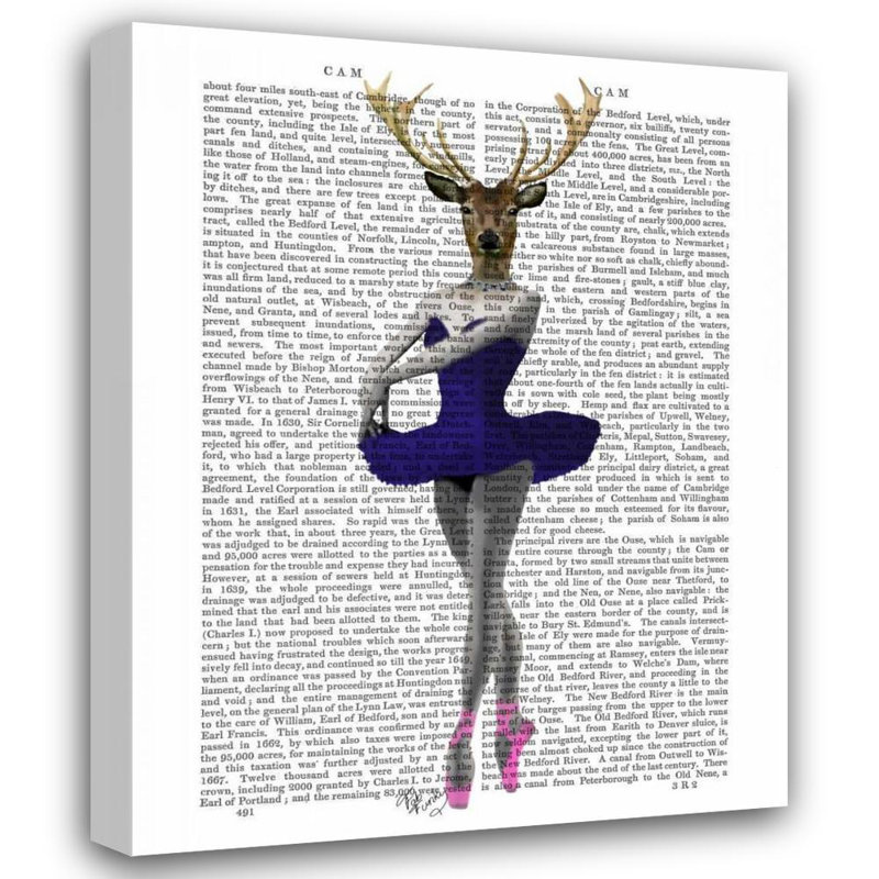 Art sur toile tendue de la galerie Trinx Fab Funky: Ballet Deer in Blue, H 18 po x l 15 po