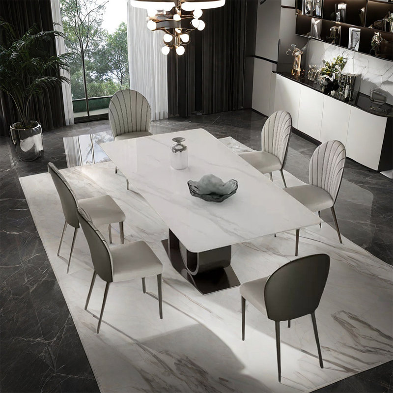 Light luxury simple family dinning table sets, 29.5"H x 63"L x 31.5"W