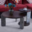 Table basse moderne avec ensemble de tables de bout, table de bout en MDF plaqué noyer durable de 83 cm de diamètre avec une table d'appoint de 43 cm de diamètre pour le salon, la salle d'étude, les pieds et la base en pierre frittée solide et stable