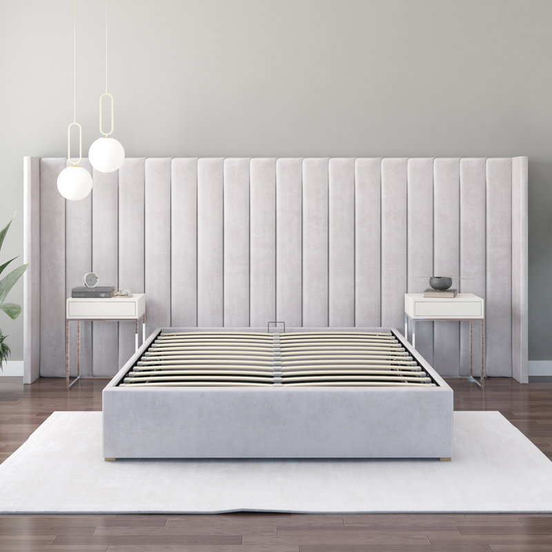 Arye Upholstered Headboard, Light Silver