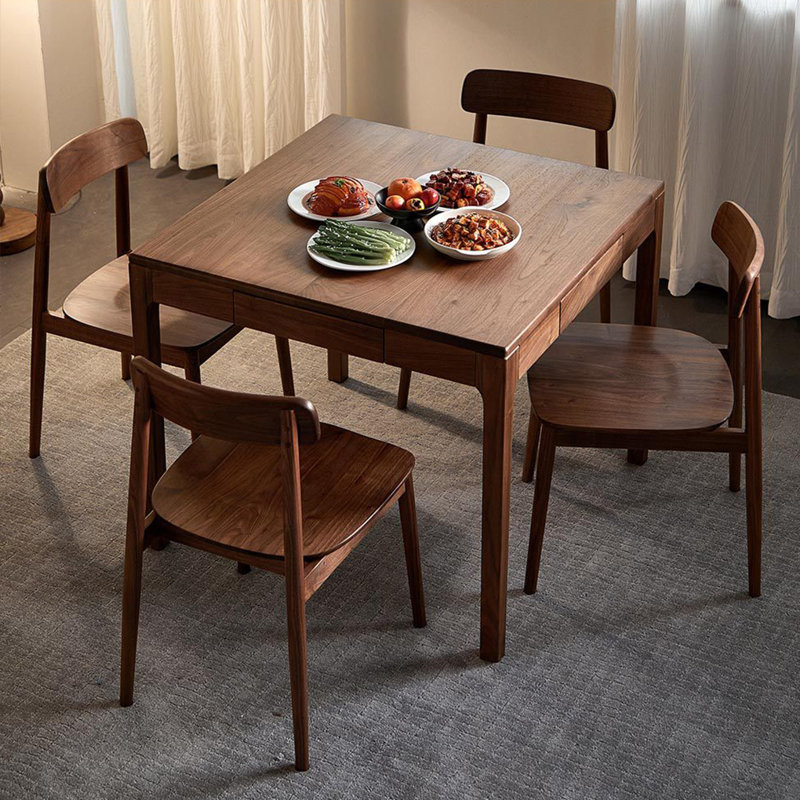 Ensemble de table de salle à manger simple en bois massif brun