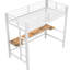 Structure de lit simple pour lit mezzanine blanc, avec bureau et DEL, fabrication en métal, facile à installer, bureau sans sommier, finition blanche, stable nécessaire, assemblage-1521644751-1521644747