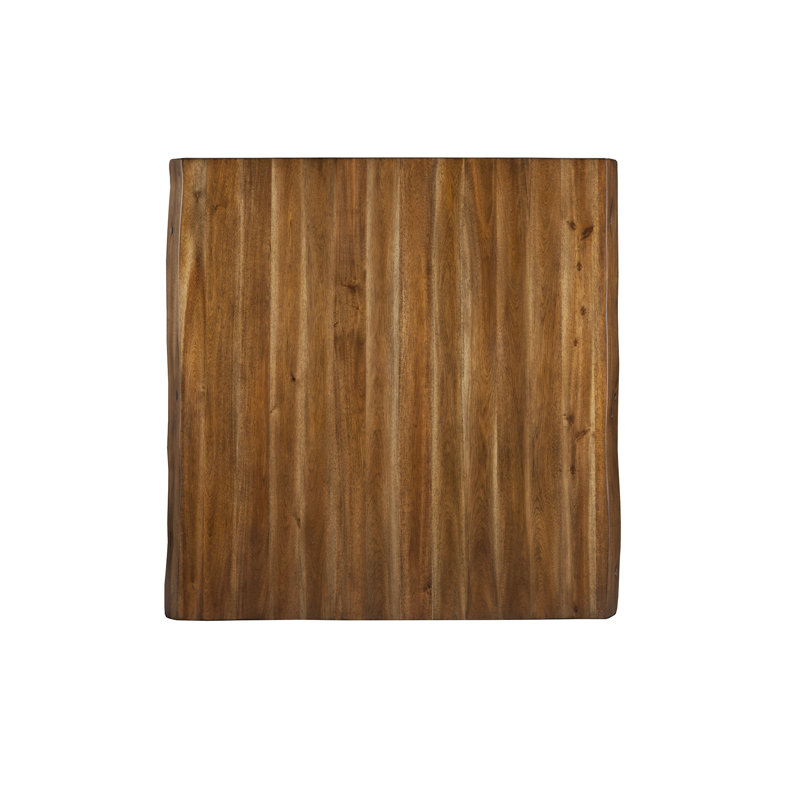 Table bistro en bois massif Live Edge avec pieds en métal, noyer clair