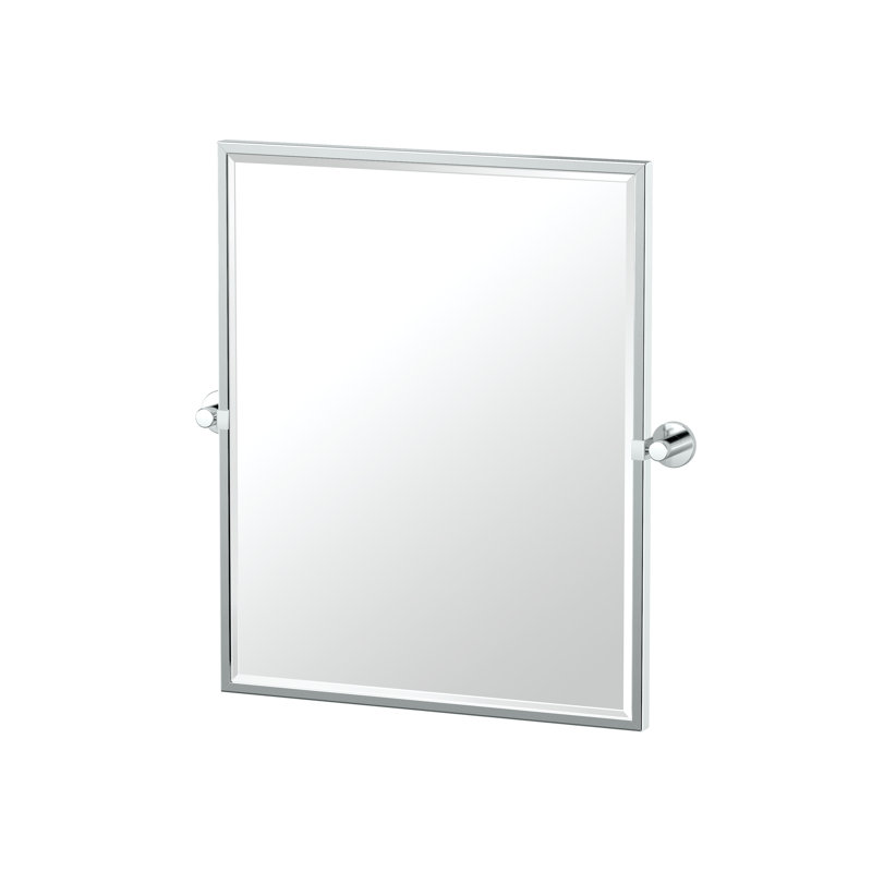 Miroir de salle de bain Channel, Chrome, H 32,5 po x l 27,63 po