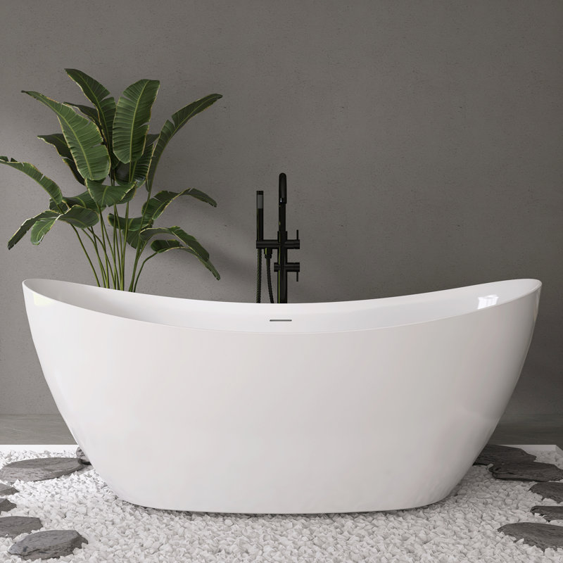 Baignoire de trempage autoportante en acrylique 65 po Fslefay