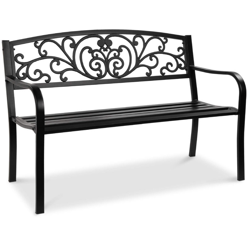 Banc de jardin en acier pour l'extérieur, Noir