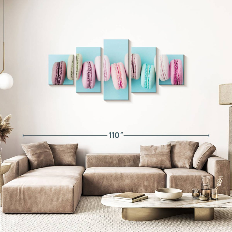 Délectable macarons sur toile, 5 pièces, H 80 po x l 36 po x P 1,25 po