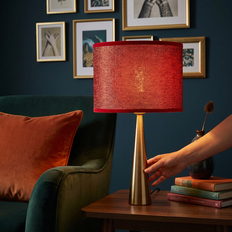 18 cm H Drum Fabric Lamp Shade ( No Direct Attachment Method ), Red