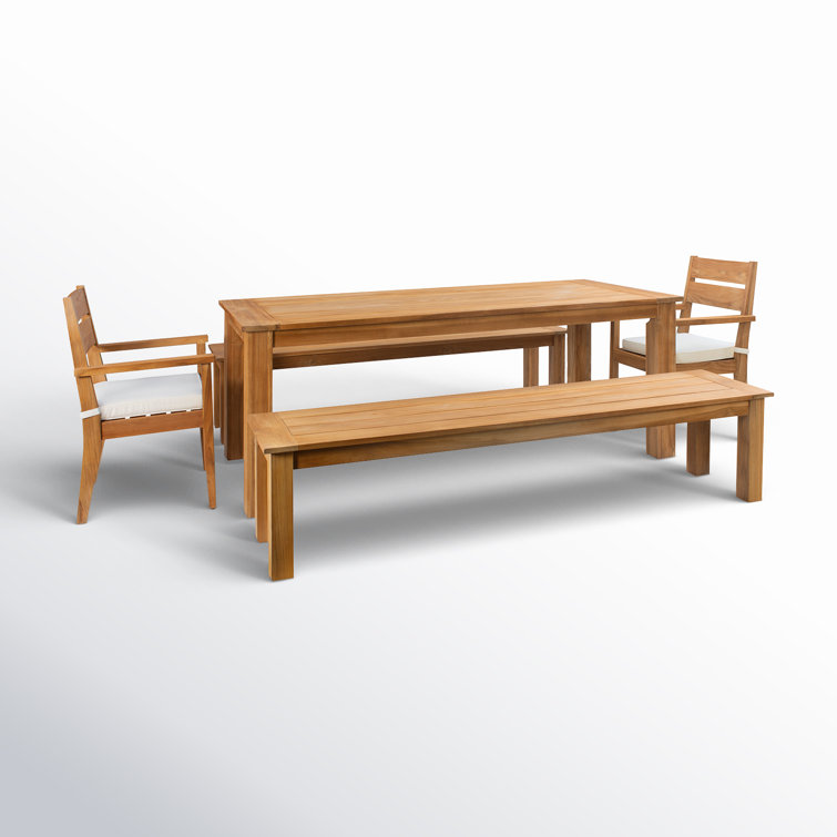 Adagio 4 - Person Rectangular Teak Outdoor Dining Set with Cushions