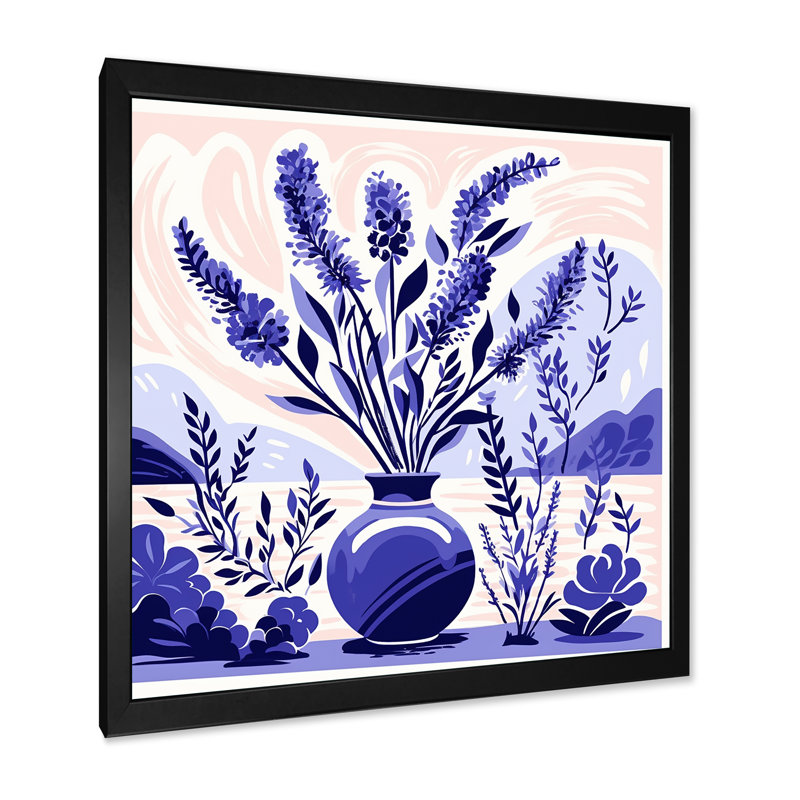 «Mauve Boho Pottery Blooms IV - Boho Pottery», art mural, Cadre simple noir, H 36 po x l 36 po x P 1,5 po