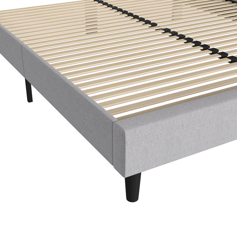 Lit plateforme tapissier Aluino avec tête de lit à bords arrondis - aucun sommier nécessaire, Très grand, Gris clair