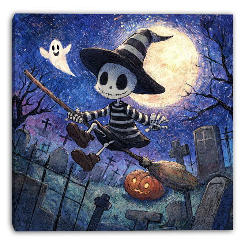 Art mural sur toile Moonlit Skeleton, H 30 po x l 30 po