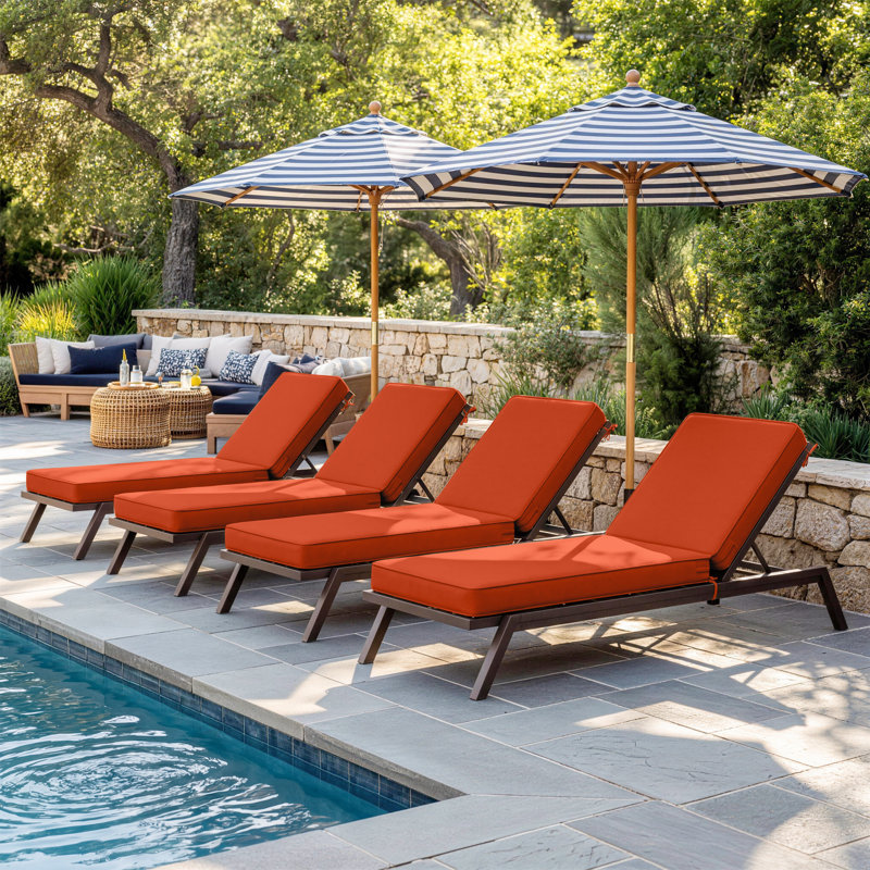 Coussins de chaise longue d'extérieur 4 po l 21 po x L 72 po (ensemble de 4), 4, L 21 po x P 72 po, Orange