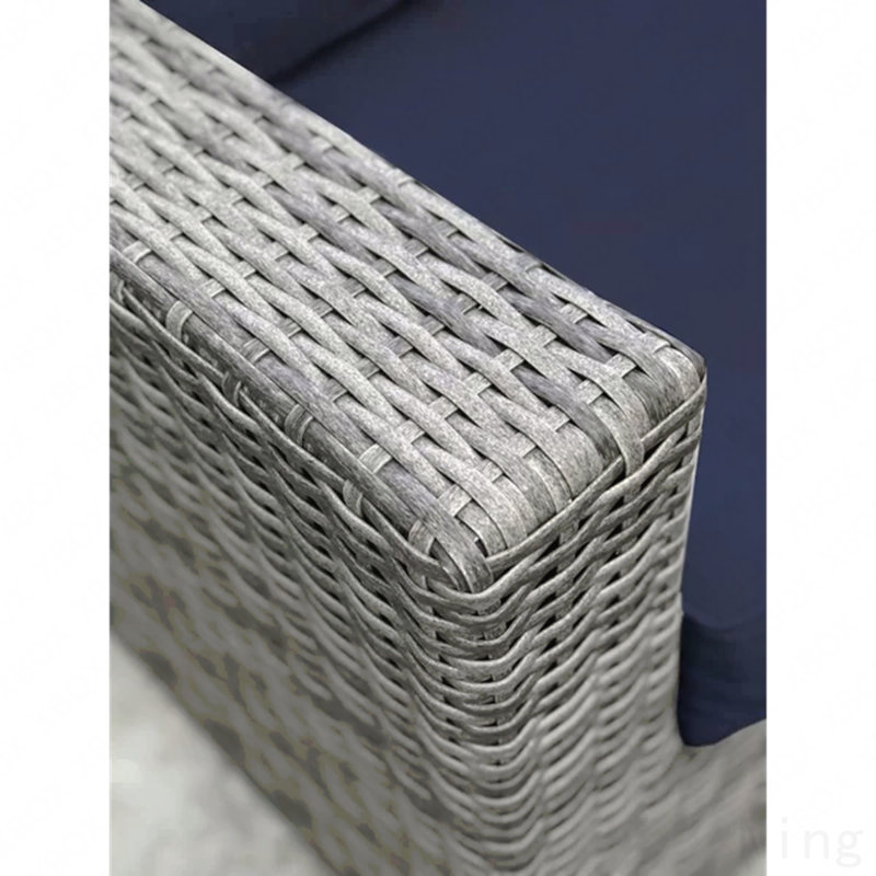 Fauteuil club en osier gris Sunbrella, Bleu