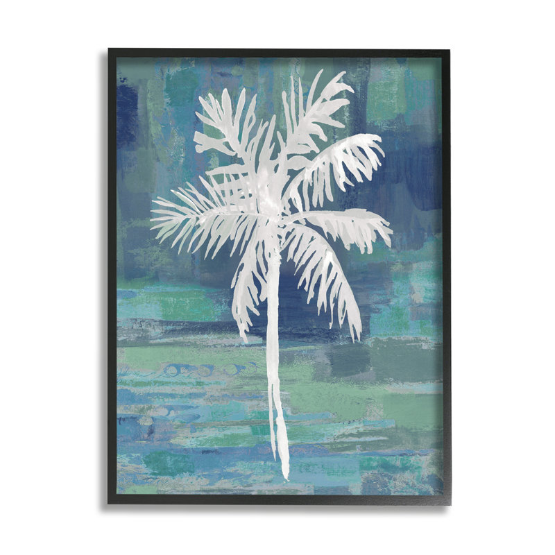 «White Palm Tree Leaves» par Kristen Dew - impression, L 16 po x H 20 po, Giclée encadrée noir minuit