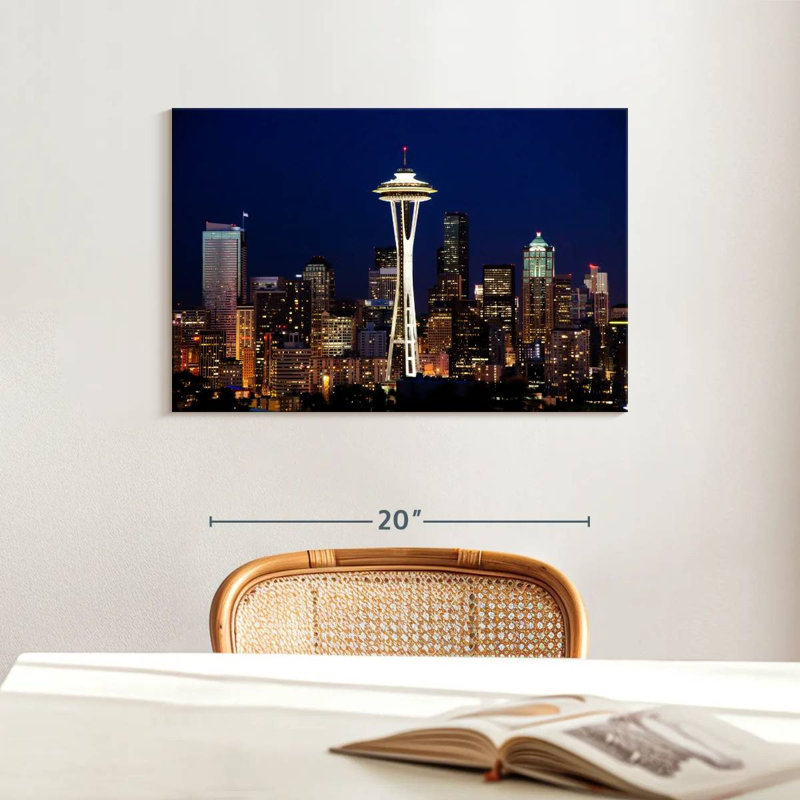 Paysage urbain de nuit Ravi Seattle, H 16 po x l 24 po