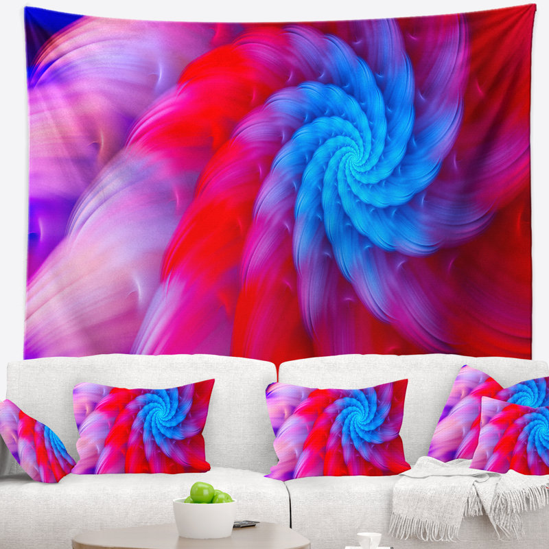 Tapisserie florale rotative florale rouge rose, H 50 po x l 60 po