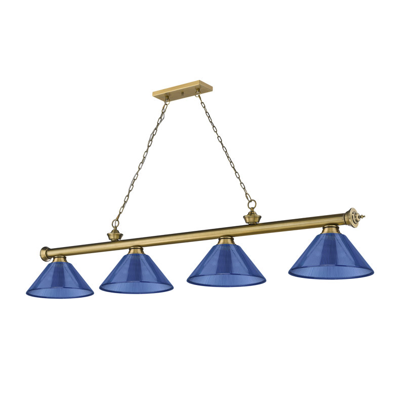 Billard 4 lumières Annaleisa, Bleu foncé, Brun