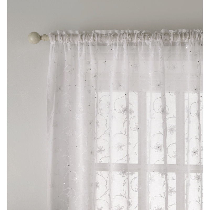 Bonilla Sheer Curtain Single Panel, White, W 140 x D 183cm