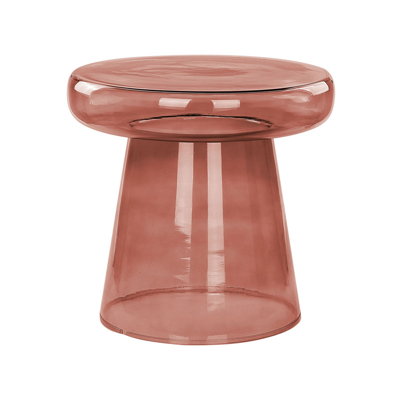 Moneer Glass Top Pedestal Side Table Set, Dark Red