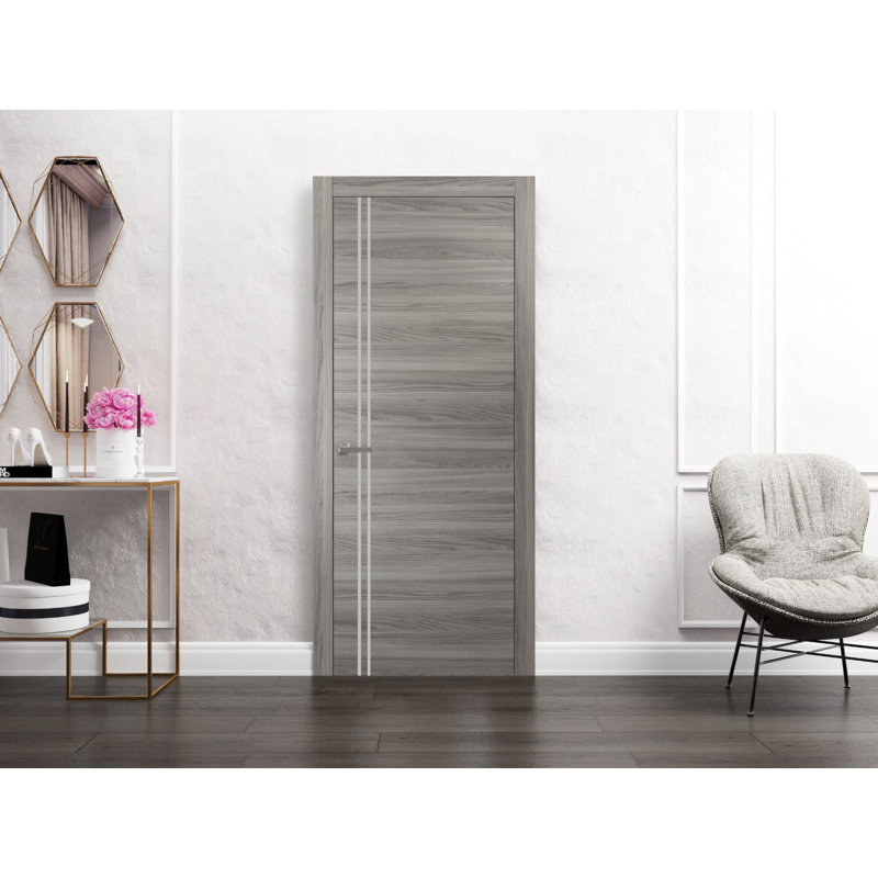 Porte pliante en bois massif massif, 32 po x 96 po, Frêne gingembre