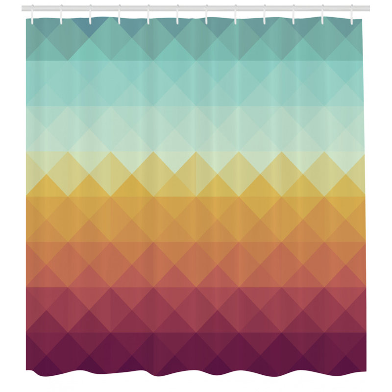 Geometric Shower Curtain with Hooks Included, 69" H x 105" W