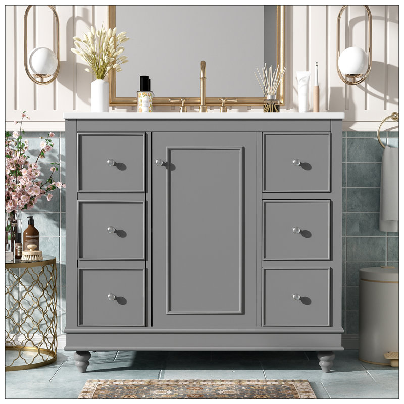 Meuble-lavabo pour salle de bain, Gris