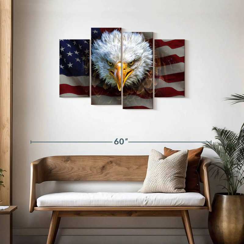 Bald Eagle On US Flag, 27" H x 43" W