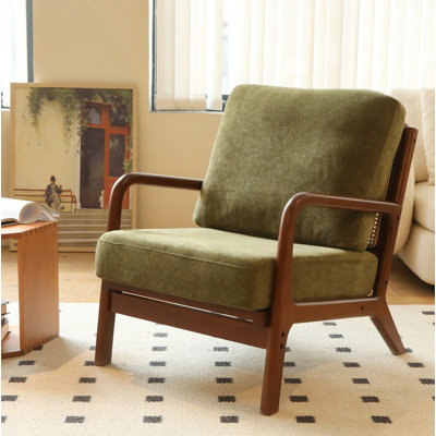 Mignon fauteuil d'appoint avec pieds en bois massif, fauteuil de salon avec coussin en tissu doux, fauteuil de chambre confortable, fauteuil de lecture confortable pour appartement, salle d'attente, balcon (blanc)