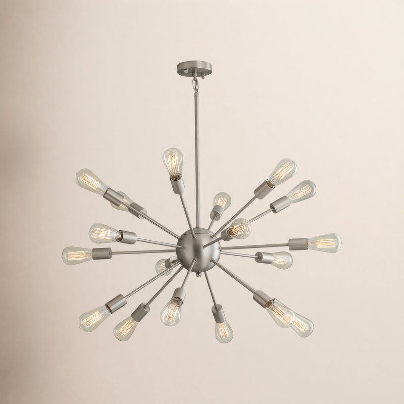 Kaspar Iron 18-Light Chandelier, Nickel brossé
