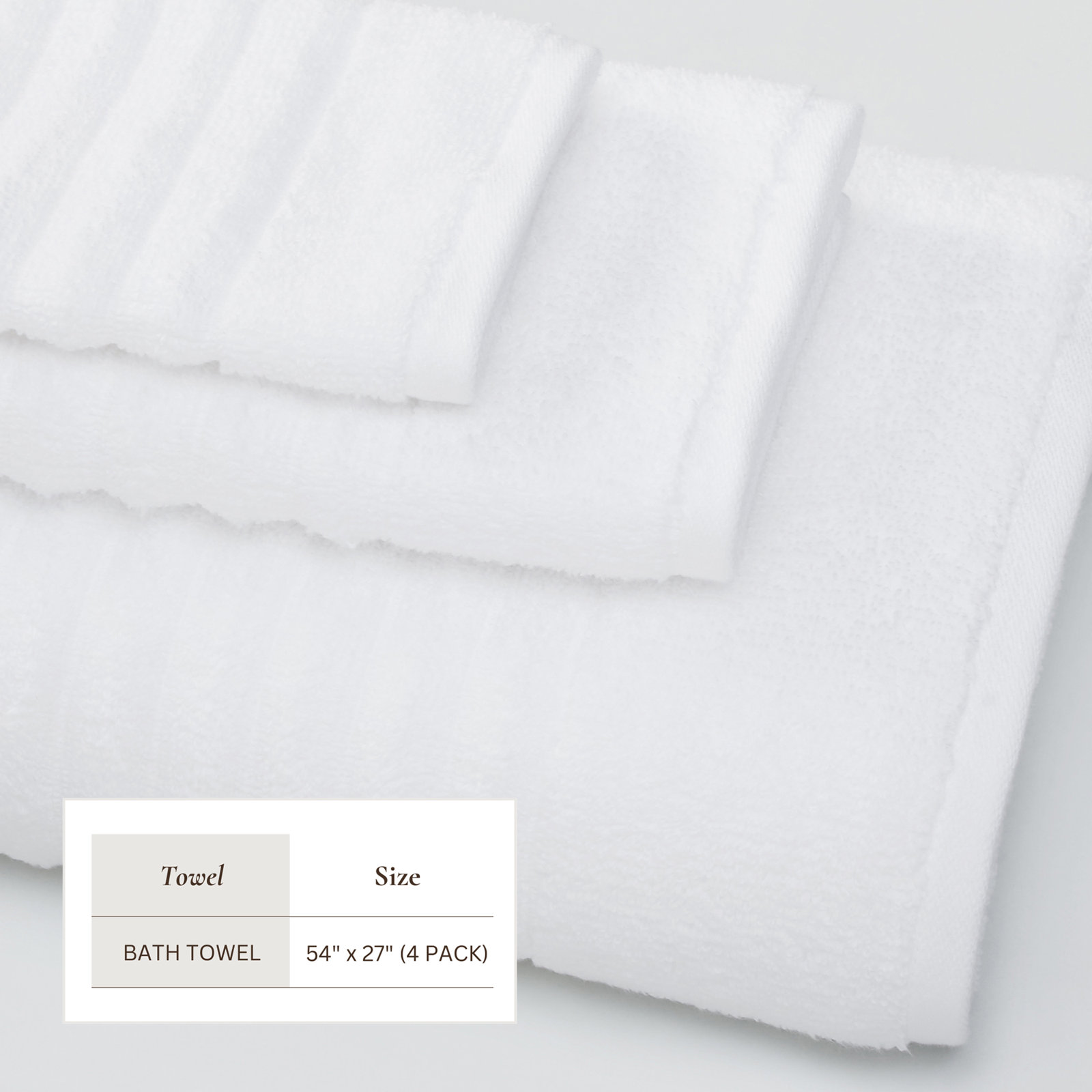 100% Zero-Twist Cotton Ribbed Hand Towels (Set of 6), White, Bath Towels - 4 Pack