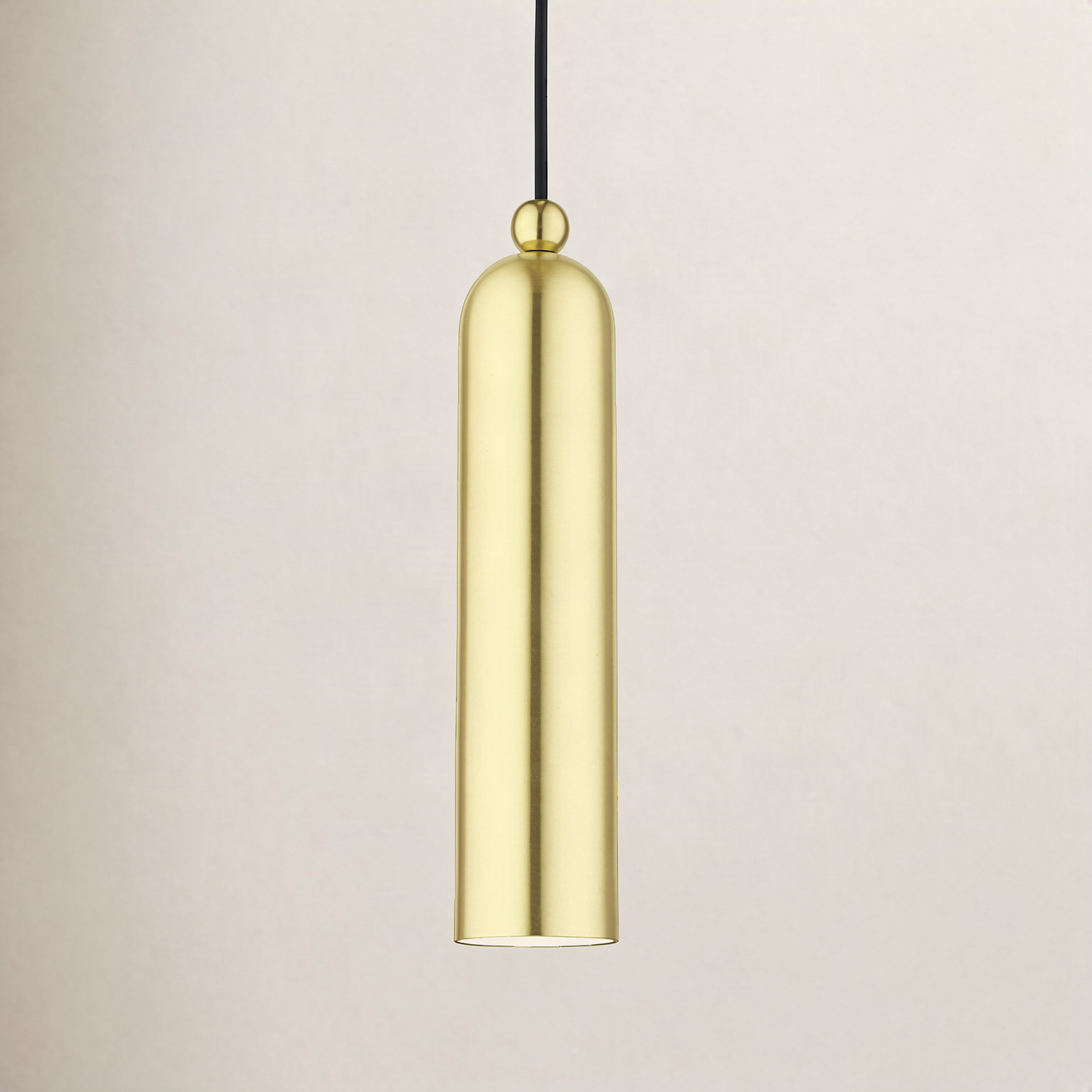 Hanne Dimmable Cylinder Single Light Pendant, Satin Brass