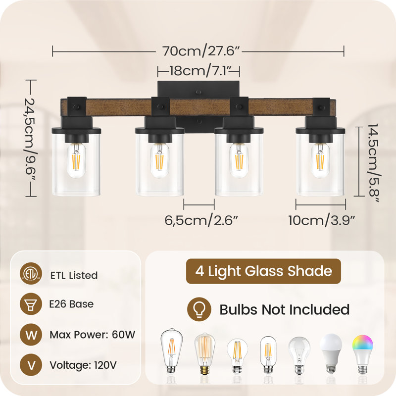4-light Dimmable Farmhouse Vanity Lights , 4 Lights