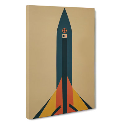 Retro Spaceship Rocket No.2 - Wrapped Canvas