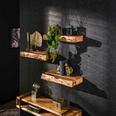 Lenexa 3 -Piece Acacia Solid Wood Floating Shelf