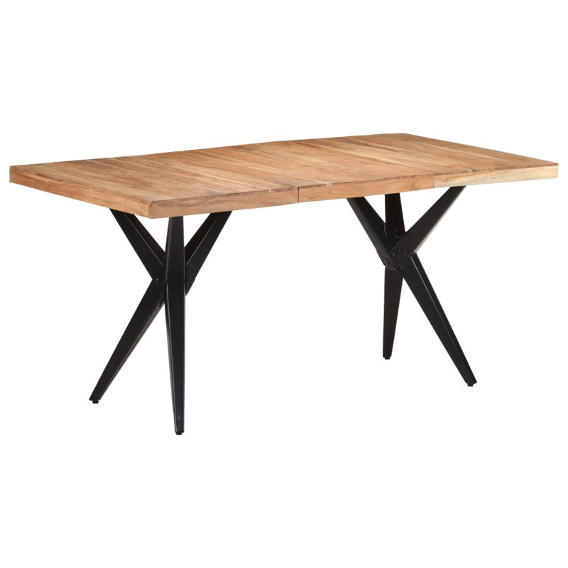 Eliann Acacia Solid Wood Top Metal Base Dining Table, H76 x L160 x W80cm