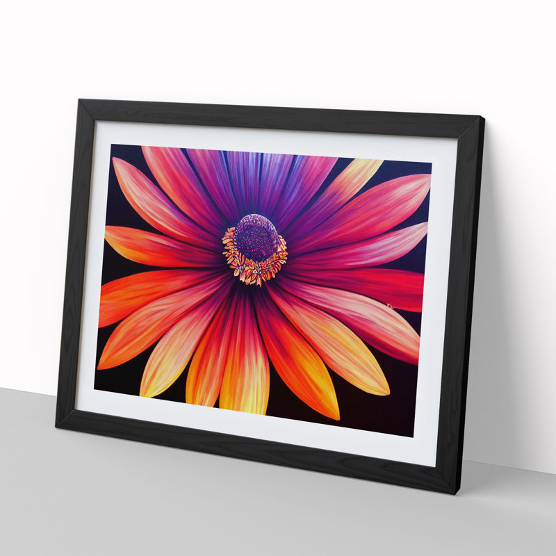 Dreamy Daisy Flower - Single Picture Frame Painting, Black, 46cm H x 64cm W x 2cm D