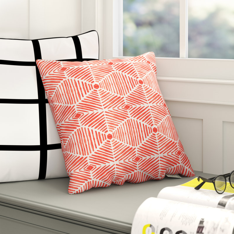 Charlie Geometric Cotton Throw Pillow, Gray, 12" x 20", Rectangular