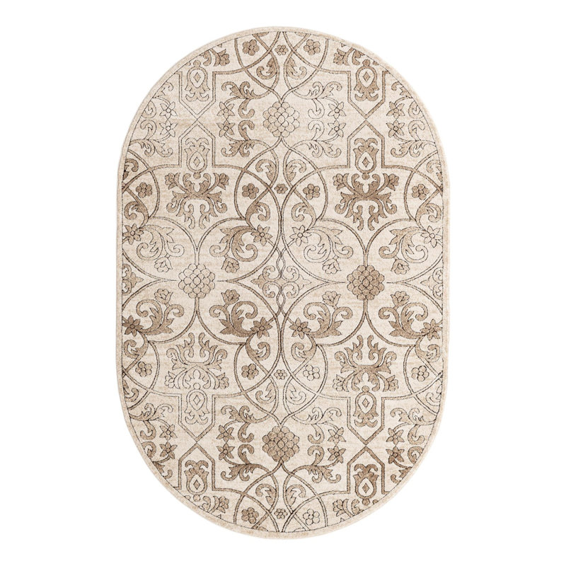 Derby Damask Indoor Rug, Oval 5'3" x 8'