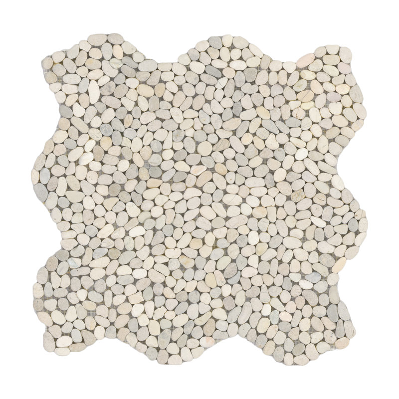 Marvella Soft Alabaster Pebble 12 in. x 12 in. Tumbled Marble Mosaic Floor and Wall Tile