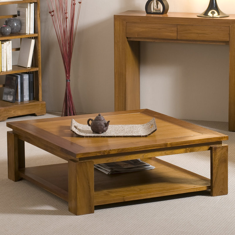 Four Leg Coffee Table with Storage, Honey