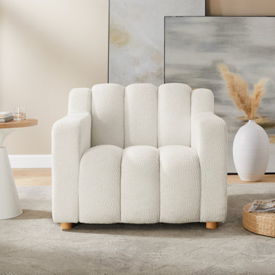 40" Modern Chenille Style Accent Chair - Fashionable Cloud Design, Wide Seat, and Sturdy Solid Wood Frame
