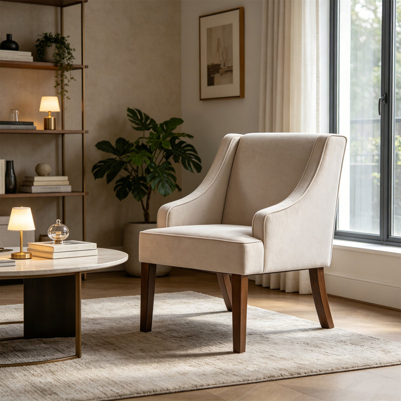 Chaise d'appoint Mid-Century moderne, Taupe Velvet